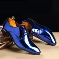 Moda Trend scarpe da sposa da uomo in pelle verniciata oro blu rosso bianco scarpe oxford Designer