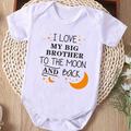 """i Love My Big Brother To The Moon And Back"" Letters Print Bodysuit For Infants, Comfy Short Sleeve Onesie, Baby Girl's Clothing - I Love My Big Brother To The Moon And Back"