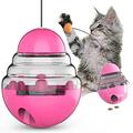 jouets amusants interactifs pour chat, boule d'alimentation 3 en 1 avec gobelet à rotation automatique, baguette en plumes de chat et distributeur de nourriture pour chaton chat entraînement drôle de