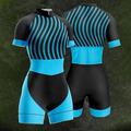 Femme Maillot et Cuissard Velo Cyclisme Combinaison Triathlon Manche Courte VTT Vélo tout terrain Vélo Route Rose Claire Bleu Orange Rayure Vélo Séchage rapide Poids Léger Lycra Des sports Rayure