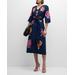Emi Floral-embroidered Cotton-linen Midi Dress