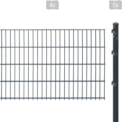 Doppelstabmattenzaun ARVOTEC "ESSENTIAL 83 zum Einbetonieren", grau (anthrazit), H:83cm, Stahl, Kunststoff, Zaunelemente