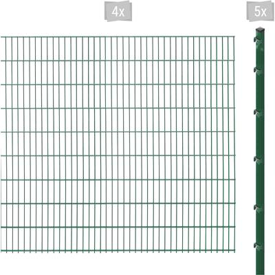 Doppelstabmattenzaun ARVOTEC "ESSENTIAL 183 zum Einbetonieren", grün (dunkelgrün), H:183cm, Stahl, Kunststoff, Zauneleme