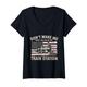 Damen T-Shirt mit USA-Flagge Don't Make Me Drop You Off At The Train Station T-Shirt mit V-Ausschnitt