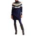 Edith Fair Isle Long Sleeve Turtleneck Wool & Alpaca Blend Sweater Dress
