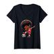 Damen Fußball Schwarz Kind Lustig Dabbing Afro Fußball Jungen Mädchen Kinder T-Shirt mit V-Ausschnitt