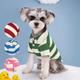 Summer Stripe Two-Legged Dog Tee Shirt - Casual Pet Shirt ForSmall To Medium Dogs - Lightweight And Breathable Fabric