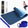 TPE6mm Two tone Yoga Mat Set of Five Pieces for Sports Fitness Stretching Latex 2080 Resistance Belt Comes with Backpack Strap