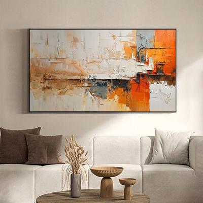 Hand Paint Abstract Orange Minimalist Oil Painting On Canvas Original Modern Textured Wall Art Custom Concise Painting Large Living Room Home Decor No Frame