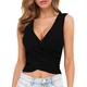 Women's Tank Top Vest Plain Casual Criss Cross Black Sleeveless Fashion Modern V Neck Summer