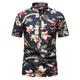 Men's Casual Shirt Summer Shirt Beach Shirt Summer Hawaiian Shirt Floral Shirt Black Red Green Deep Blue Dark Blue Short Sleeves Floral Print Standing Collar Hawaiian Holiday Button-Down Clothing