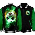 Boys 3D Football Jacket Long Sleeve Spring Fall Winter Active Streetwear Cool Polyester Kids 3-12 Years V Neck Zip Street Daily Regular Fit