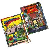 DC Comics Superman Batman 1000-Piece Jigsaw Puzzle Bundle Classic Retro Comic Book Artwork with Posters Included for Kids & Adults Ages 8 and up