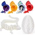3D Printed Dragon Egg Mystery Crystal Dragon Egg Fidget Toys Surprise Articulated Crystal Dragon Eggs with Dragon Inside (White)