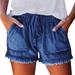 EHQJNJ Female Denim Shorts Jeans Denim Bandage Pocket Bottom Tassel Casual Pants Shorts Womens Pants Maternity Shorts Denim Plus Size Bike Shorts Women with Padding Long