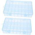 2pcs 15 Grid Storage Box Bead Organizer Box Small Storage Container Jewelry Organizer Clear Compartment Storage Container Compartment Box Snackle Box Container Dividers Container