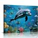 Nawypu Tropical Ocean Sealife Coral Reef Fish Dolphin Underwater Canvas Art Poster and Wall Art Picture Print Modern Family bedroom Decor Posters