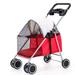 Pet Stroller Outdoor Portable Folding Small Pet Stroller for Dog Cats Mouse Rabbits Red