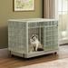 ModFusion Large 38-inch Pet Crate Kennel Cage for Medium-Sized Pets Indoor/Outdoor Durable ABS Plastic Pet Cage Lockable Easy Assembly Double Door and Wheels