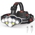 Rechargeable headlamp 20000 high lumen bright 8 LED head lamp with red white light IPX4 waterproof headlight 8 mode head flashlight for outdoor running hunting fishing hiking camping gear