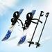 Lightweight Snow Ski and Pole Set with bindings Sturdy 26Inch Snow Skiing Equipment for Kid s Beginner (Blue)