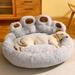 Dog Mat Round Large Pet Cat House Plus Velvet Deep Sleeping Warm Bear Paw Shape Super Soft Cushion for Medium&large Dogs Bed
