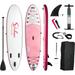 Inflatable Stand Up Paddle Board Ultra-Light SUP with Premium Paddleboard Accessories 10.4 ft 6 in Thick Multifunctional Paddle Boards Non-Slip Deck Design for Adults and Youth Pink