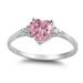 Steady Clothing Sterling Silver Women s Flawless Pink Cubic Zirconia Solitaire Heart Ring (Sizes 3-13) (Ring Size 10)