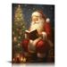 Nawypu Vintage Christmas Canvas Wall Art Santa Claus Reading Booking Pictures for Wall Decor Merry Christmas Poster Hobby Lobby Santa Picture Xmas Wall Decorations Gifts