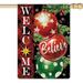 Three Red Jingling Bell Merry Christmas Gard Flag Burlap Small Vertical 12x18h Christmas Tree Flag for Winter Christmas Farmhouse Outdoor Flag r