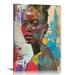 Nawypu Framed Black Woman Wall Art - Black Girl Print for Wall Colored Black Girl Wall Decor Black Girl Posters Fashion Wall Art Black African Woman Wall Art