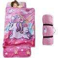 Toddler Nap Mat with Pillow and Blanket Unicorn Pattern- 21â€œx53â€� Cozy Soft and Machine Washable All-in-one Design - Nap Mats for Preschool Travel and Daycare