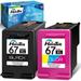 67XL Ink Cartridge Replacement for HP 67 Ink Cartridges Black/Color Combo Pack Fit for Envy 6000 6055e 6058