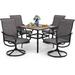 durable VILLA Patio Dining Set for 6 7 Piece Outdoor Table and Chairs with 6 Padded Swivel Chairs & 1 60 x 38 Wood Like Metal Dining Table(1.57 Umbrella Hole) All Wea