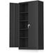 LLBIULife Metal Cabinet with Lock Lockable Garage Tool Cabinet with Doors and Shelves Tall Steel Cabinet for Garage Heavy-Duty Black File Cabinet for Home Office Gym School