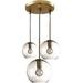 3-Light Spherical Clear Glass Pendant Lighting Globe Glass Hanging Lamp Chandelier Hanging Light (Clear)