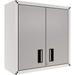 Ready-to-Assemble Floating Garage Storage Cabinet - Wall Mount Garage Cabinet w/Lockable 2 Doors 44 lbs Shelf Capacity Removable Shelf Heavy-Duty Steel Metal Cabinet (White and Grey)