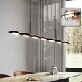 47.2 Linear Pendant Light Up/Down Rotatable 7-Light Kitchen Island Lighting 35W LED Dimmable Dining Room Light Over Table Modern Linear Light Fixture Ceiling Hanging Black