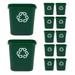 U-SHARE Commercial Products Resin Deskside Recycling Can 7-Gallon Green Recycling Symbol Plastic for Bedroom/Bathroom/Office Fits Under Desk/Sink/Cabinet Pack of 12