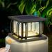 Outdoor Solar Post Cap Lights with Dusk to Dawn Modern Solar Fence Deck Column Lamp with Remote Control Waterproof LED Solar Powered Pillar Lights for Flat Surface Patio Garden Black