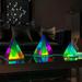 Pyramid Modern Table Lamp Simplistic and Innovative Design Colorful Transparent LED Desk Light Unique Warm Decorative Night Light 3D Acrylic Home Decor (Large)