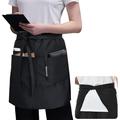 Server Apron Black with 3 Pockets 22 Inch Long Waiter Waitress Bistro Half Waist Aprons for Women Men Waterproof 1 Pack