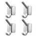 Adhesive Hooks Heavy Duty Wall Hooks Waterproof Stainless Steel Self Adhesive Hooks Sticky Holders for Coat Robe Towel Doors Bathroom and Kitchen 4 Pack(Sliver)