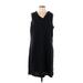 Croft & Barrow Casual Dress - Mini V-Neck Sleeveless: Black Print Dresses - Women's Size Large