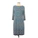 London Times Casual Dress - Shift Crew Neck 3/4 sleeves: Teal Dresses - Women's Size 12