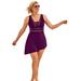 Plus Size Women's Diamante Trim Asymmetrical Swimdress by Swimsuits For All in Spice (Size 12)