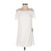 I.N. San Francisco Casual Dress - A-Line Cold Shoulder Short sleeves: White Solid Dresses - New - Women's Size X-Small