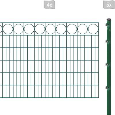 Doppelstabmattenzaun ARVOTEC "ESSENTIAL 120 zum Einbetonieren "Ring" mit Zierleiste", grün (dunkelgrün), H:120cm, Stahl,