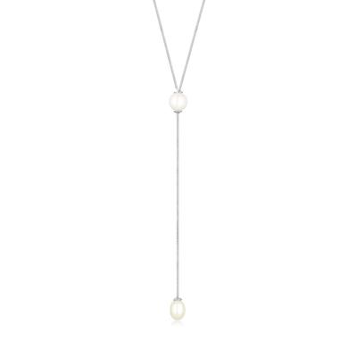 Perlenkette ELLI "Y-Kette Süßwasserzuchtperle Weiß 925 Sterling Silber", silber, Halsketten, Damen, 60, ohne Stein, Silber 925 (Sterlingsilber), L: 60cm Image