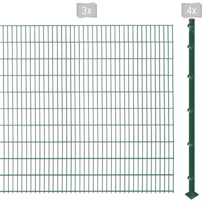 Doppelstabmattenzaun ARVOTEC "ESSENTIAL 203 zum Aufschrauben", grün (dunkelgrün), H:203cm, Stahl, Kunststoff, Zaunelemen